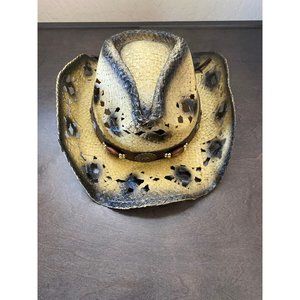 Tea Stain Buckle Detail Cowboy Hat